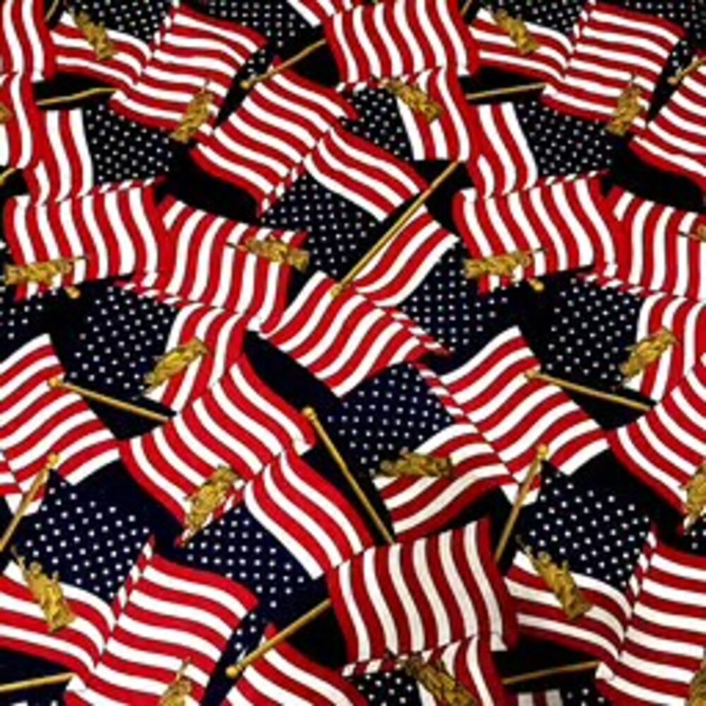 Vintage Patriotic American Flag And Statue Of Liberty Fabric 51”L X 46”W